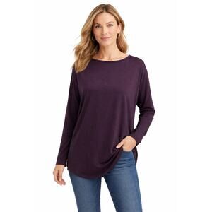 J.Jill Fit Performance Long Sleeve Tee XL Petite Plum Purple Stretch layering